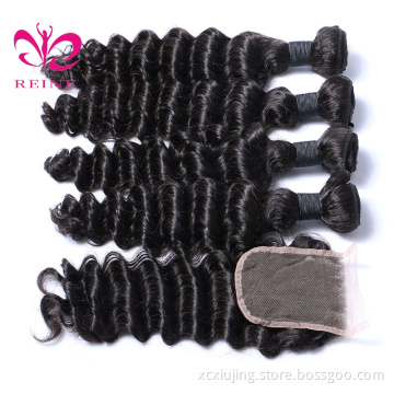 Hair Express Wholesale cuticle aligned hair ,deep wave with closure brazilian hair extension,100% virgin brazilian hair grade 9A